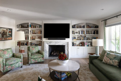 built-in, ran crown. custom fireplace wall
